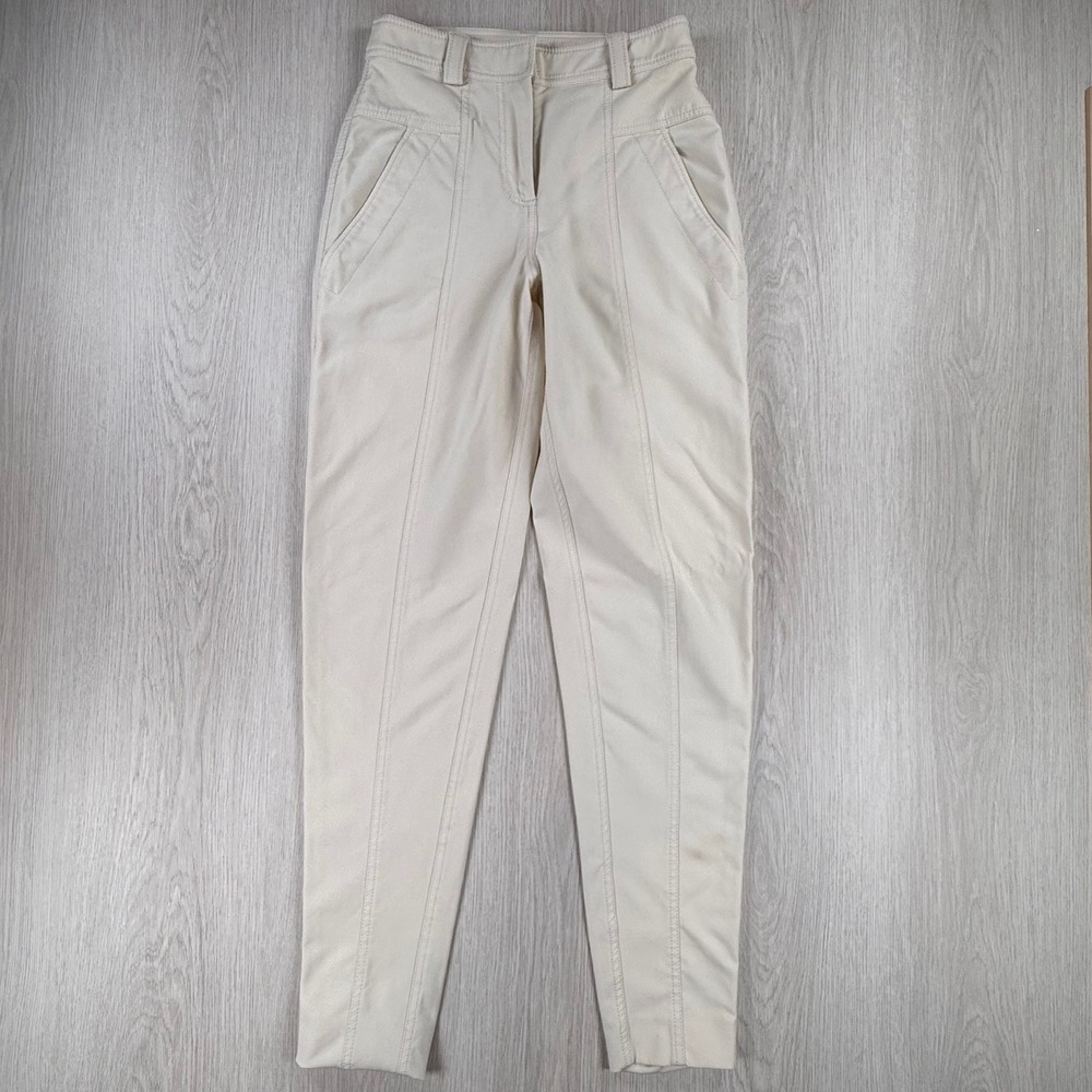 Trousers Rebecca Taylor Women 00 Cream‎ High Rise Slim Seam Detail Pants
